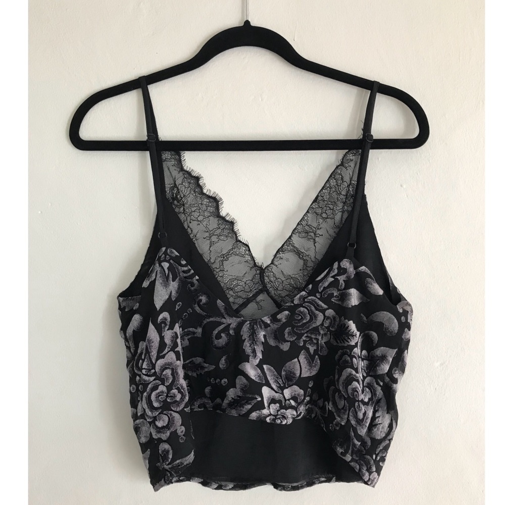 LF Exclusive Millau Velvet and Lace Crop Camisole